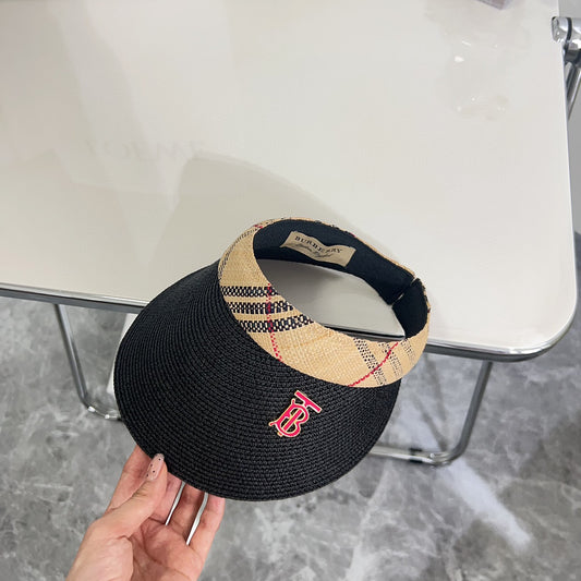 巴B家-2024夏季新款 經典格紋遮陽帽 黑色