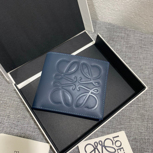 羅L威-Brand bifold wallet系列男士對折短夾 藍色