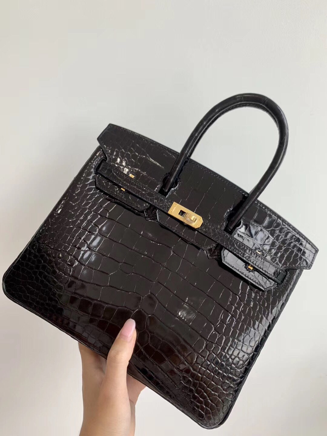 小愛款-Birkin 25 89Noir 美洲鱷魚 黑色 金扣