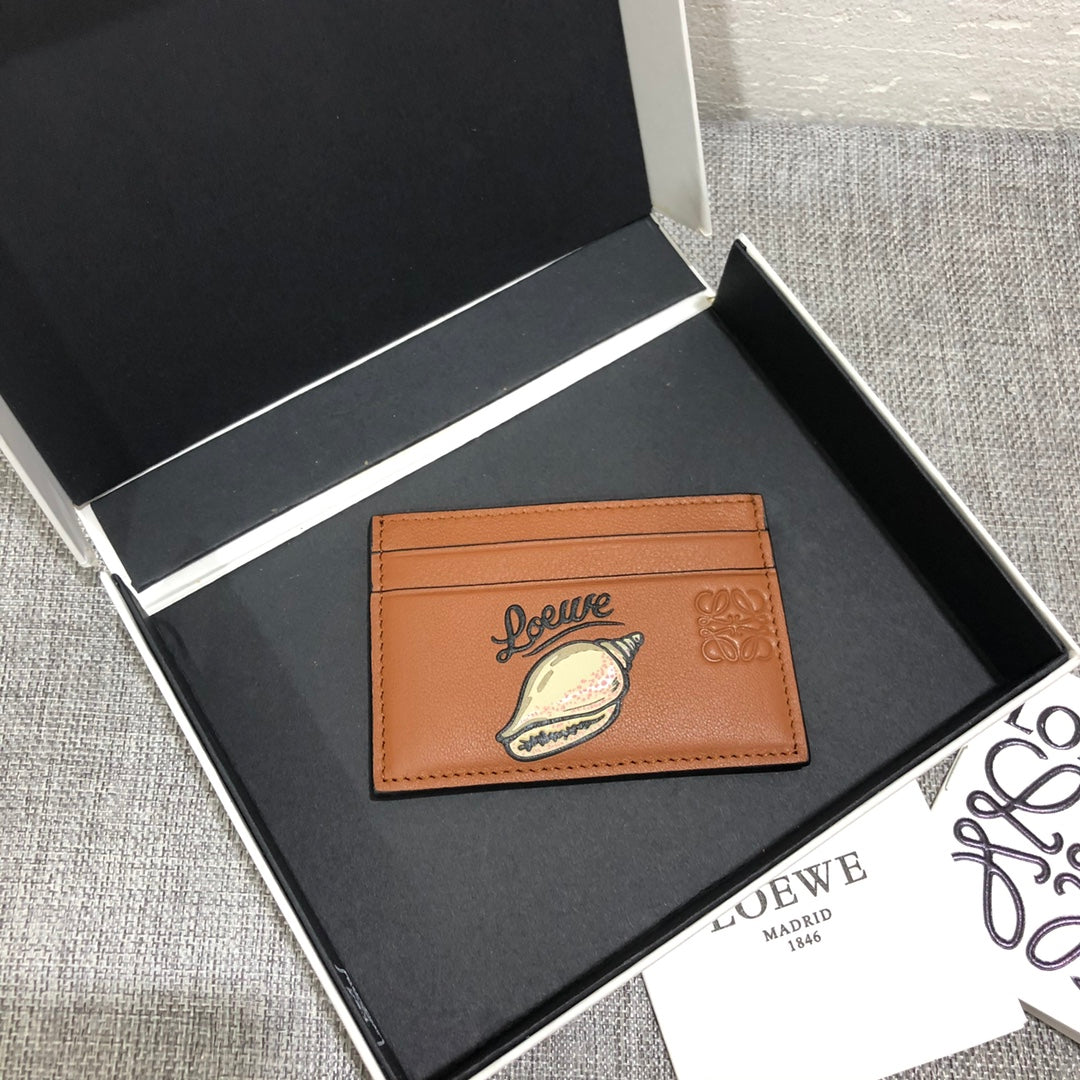 羅L威-貝殼 單片卡包 咖啡色