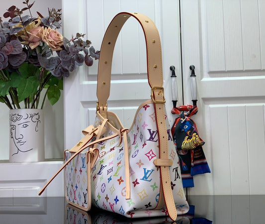 路L家-Carryall 帆布皮革蝴蝶結手袋 白色