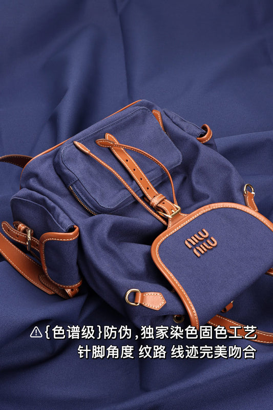 穆M家-帆布皮革後背包-皮料細節