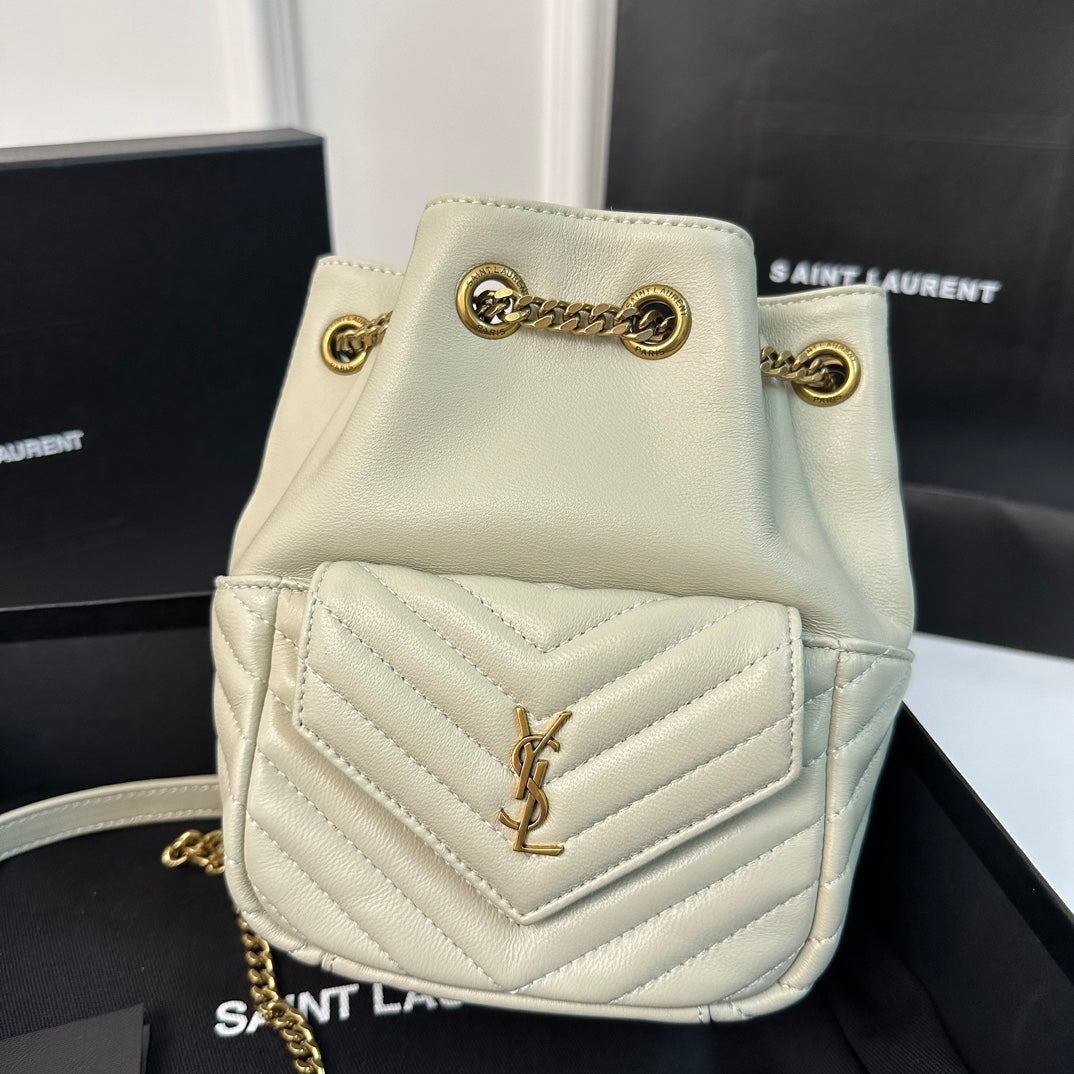 聖Y羅-Joe Backpack 絎縫雙肩包 白色金扣 Mini