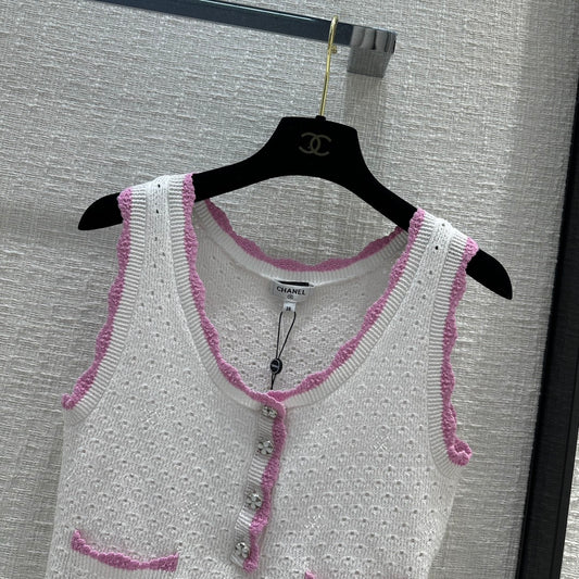 小香風-2403 24新品粉邊針織小背心