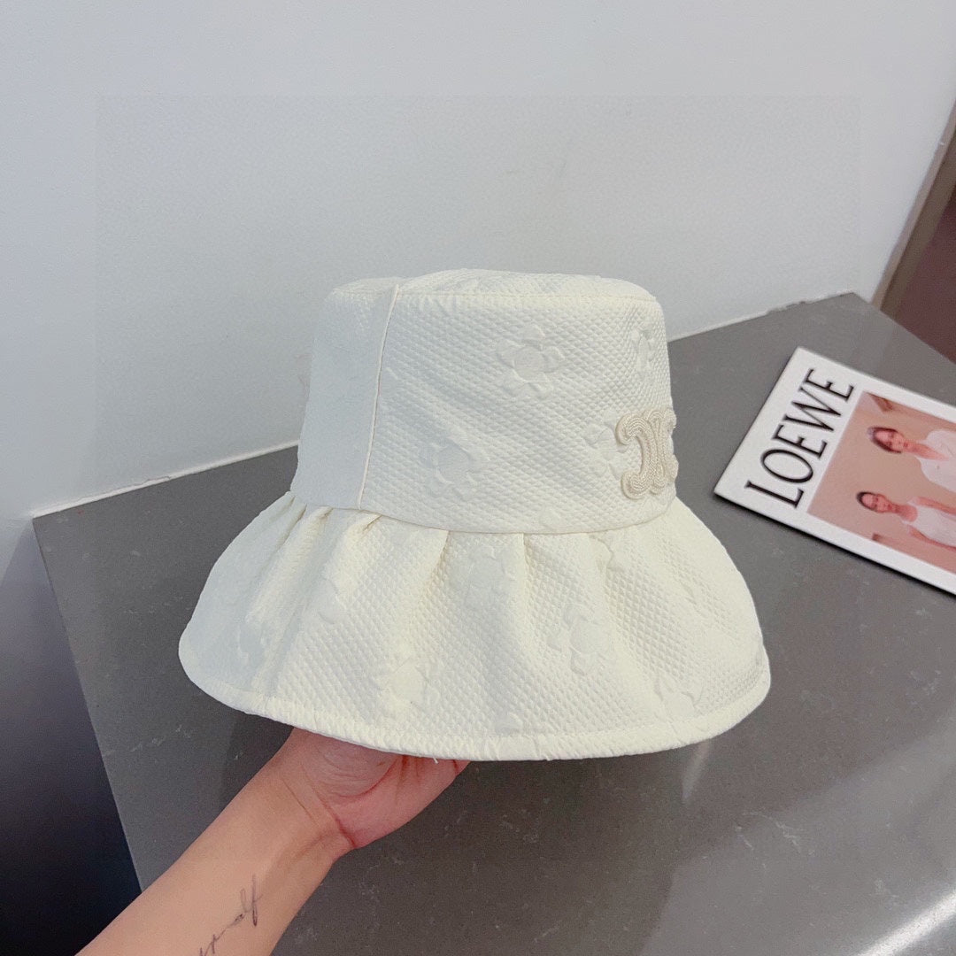 賽C家-荷葉邊漁夫帽 白色