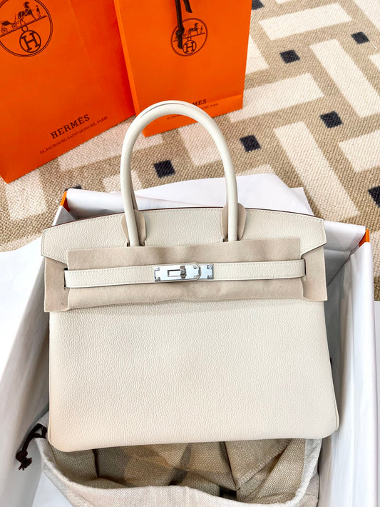小愛款-Birkin 30 Togo 奶昔白 銀扣