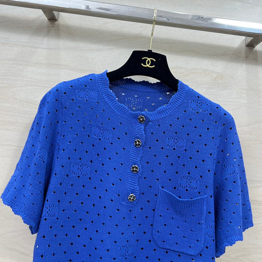小香家-2403 春夏度假新品名媛風鏤空針織小上衣
