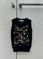 迪D家-2403 24早春最新花卉系列重工刺繡花朵針織背心 黑色