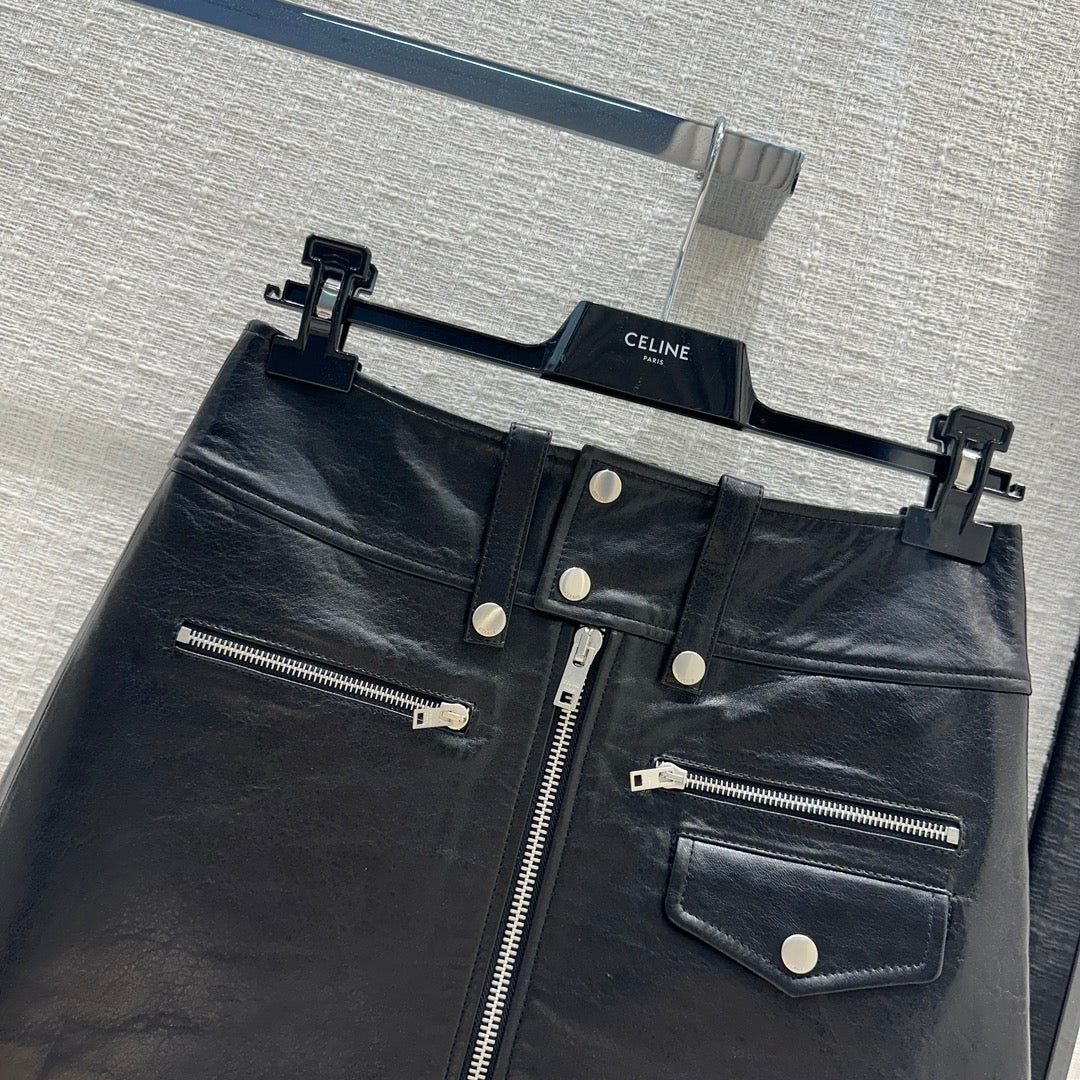 賽C家-2404 24春夏新款 龐克風小羊皮半裙