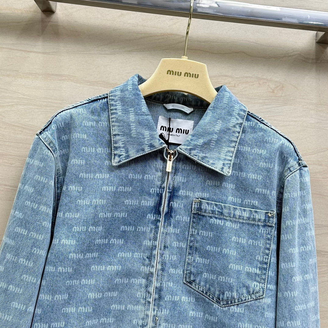 穆M家-2404 24早春新品印花logo字母牛仔外套