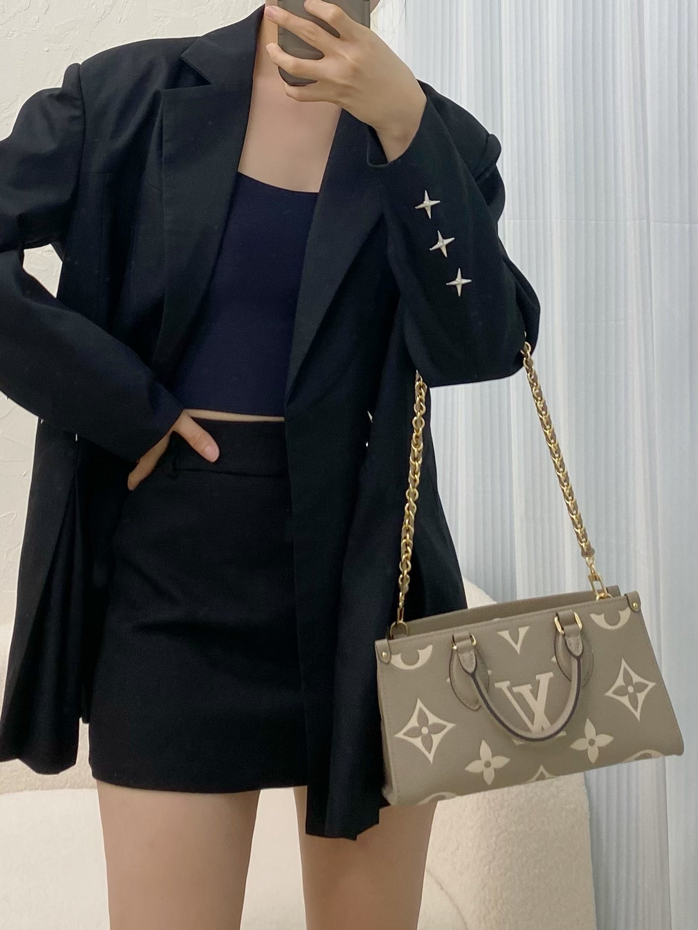 M23640 路L家-Cabas OnTheGo East West 金鍊印花老花 杏色