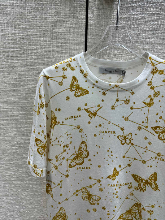 迪D家-2403 蝴蝶圖案圓領短袖TEE