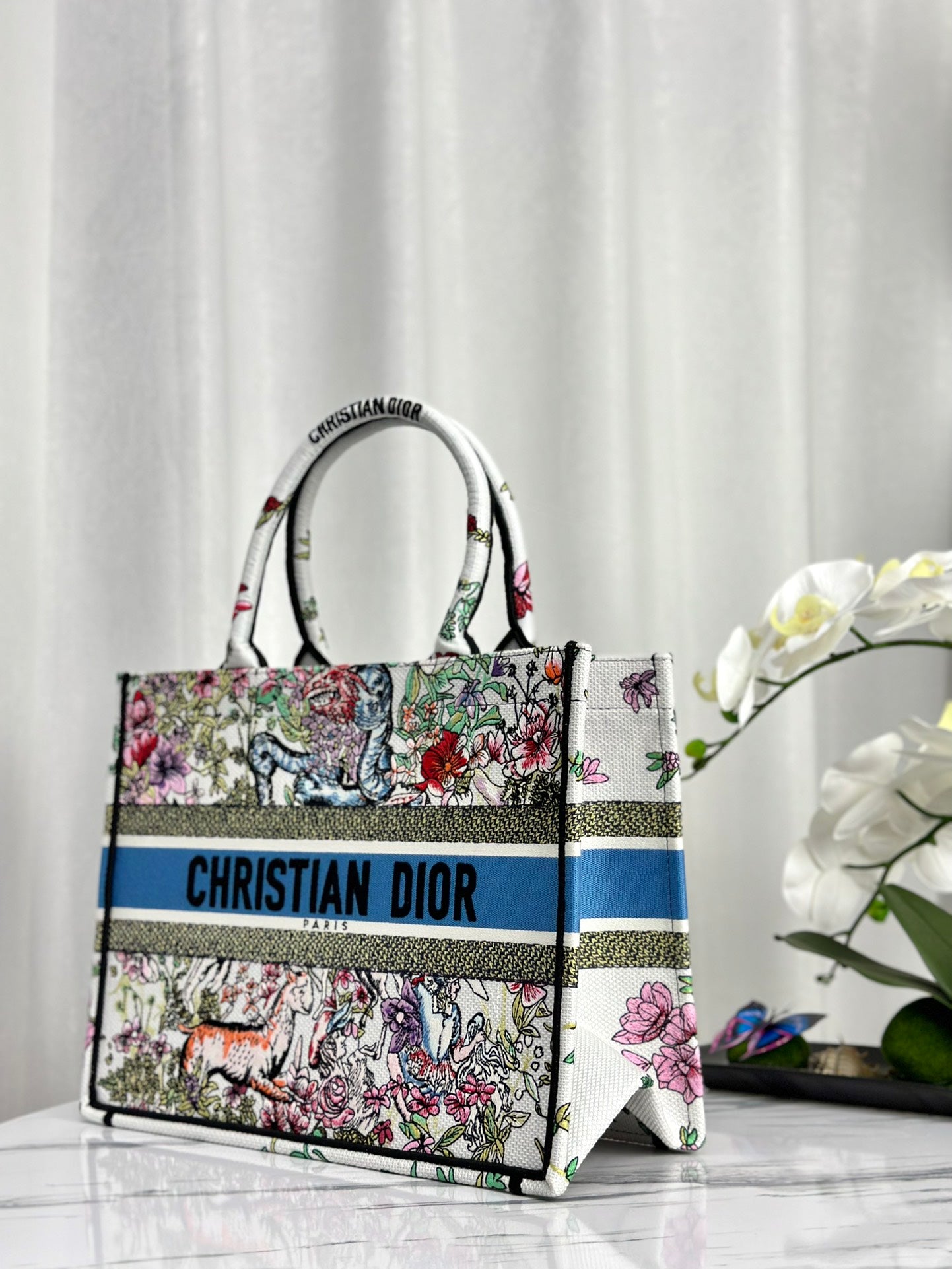 迪D家-Book Tote 白花刺繡 中號
