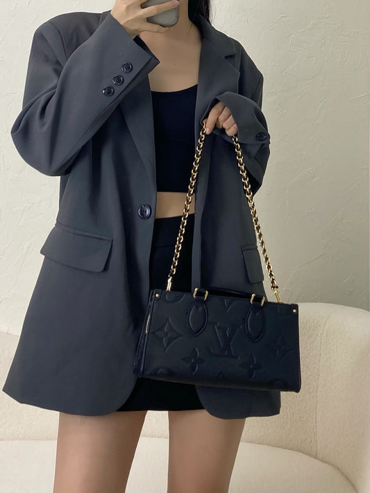 M23640 路L家-Cabas OnTheGo East West 金鍊壓紋老花 黑色