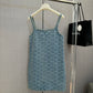 穆M家-2404  24春夏新款滿logo復古牛仔背帶裙