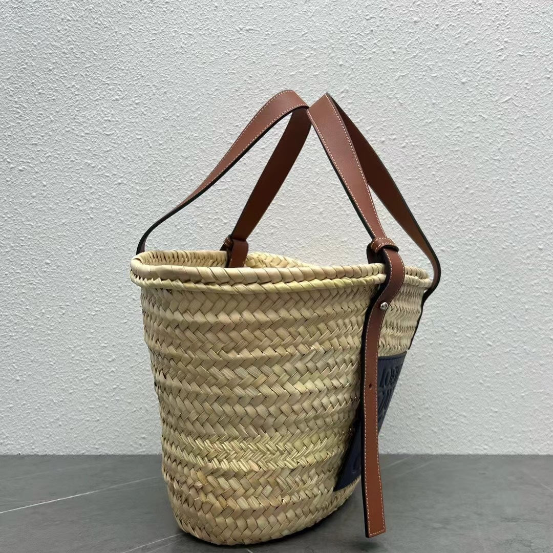 羅L威-草編包 40CM 大號 黑色