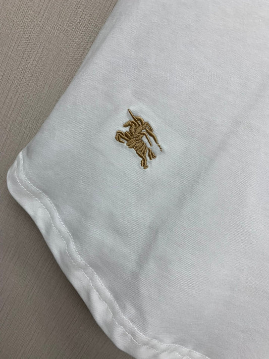 巴B家-2403 24早春新款經典格子繡馬TEE 白色