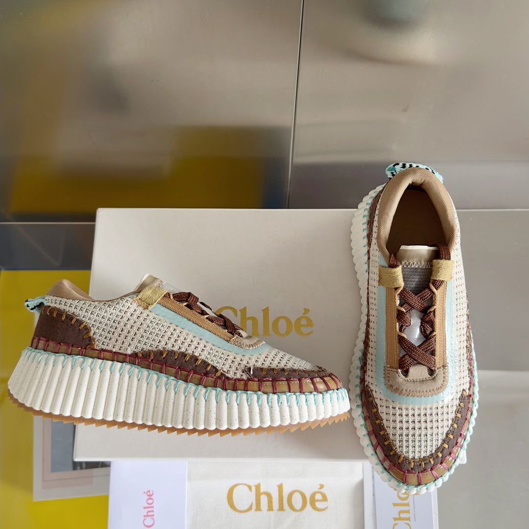 克羅C-Nama sneaker彩虹系列 網面拼色休閒運動鞋 咖色