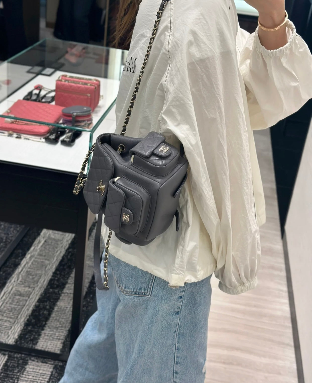 小香家-新款坦克Duma雙肩小號 兩側口袋 灰色