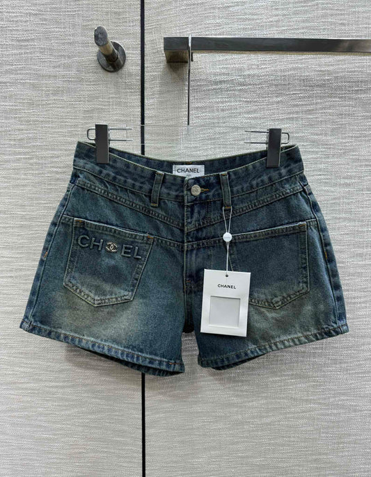 小香家-2403 雙口袋高腰牛仔短褲