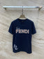 芬F家-2403 24SS春夏新款Logo刺繡圓領短袖TEE 藍色
