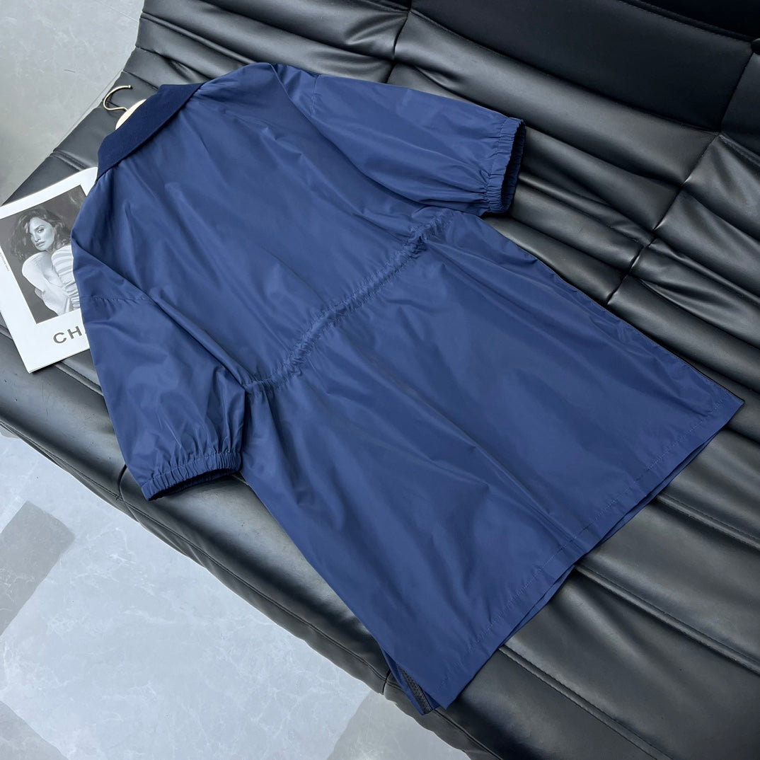 穆M家-2404 24新品上架薄款尼龍拉鍊連身裙 藍色