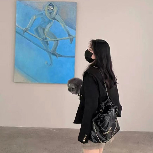 小香家-2023早春度假系列 22Bag 中號 黑色 上身圖