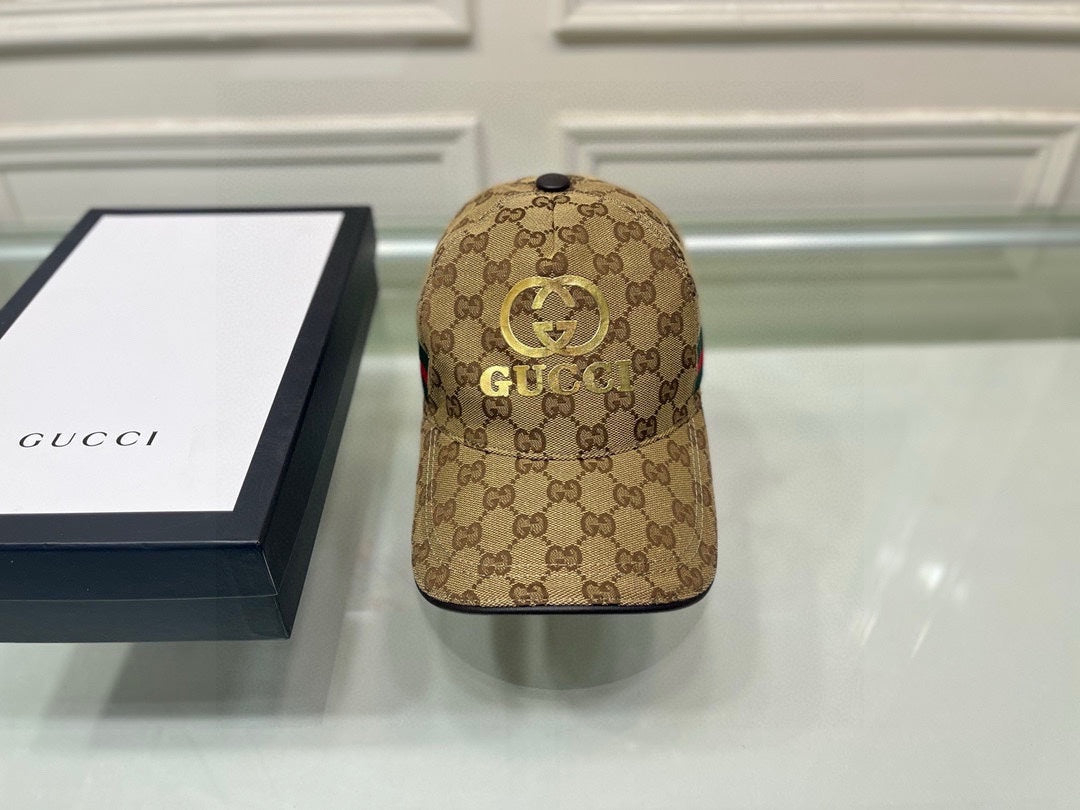 古G家-燙金雙G棒球帽 駝色