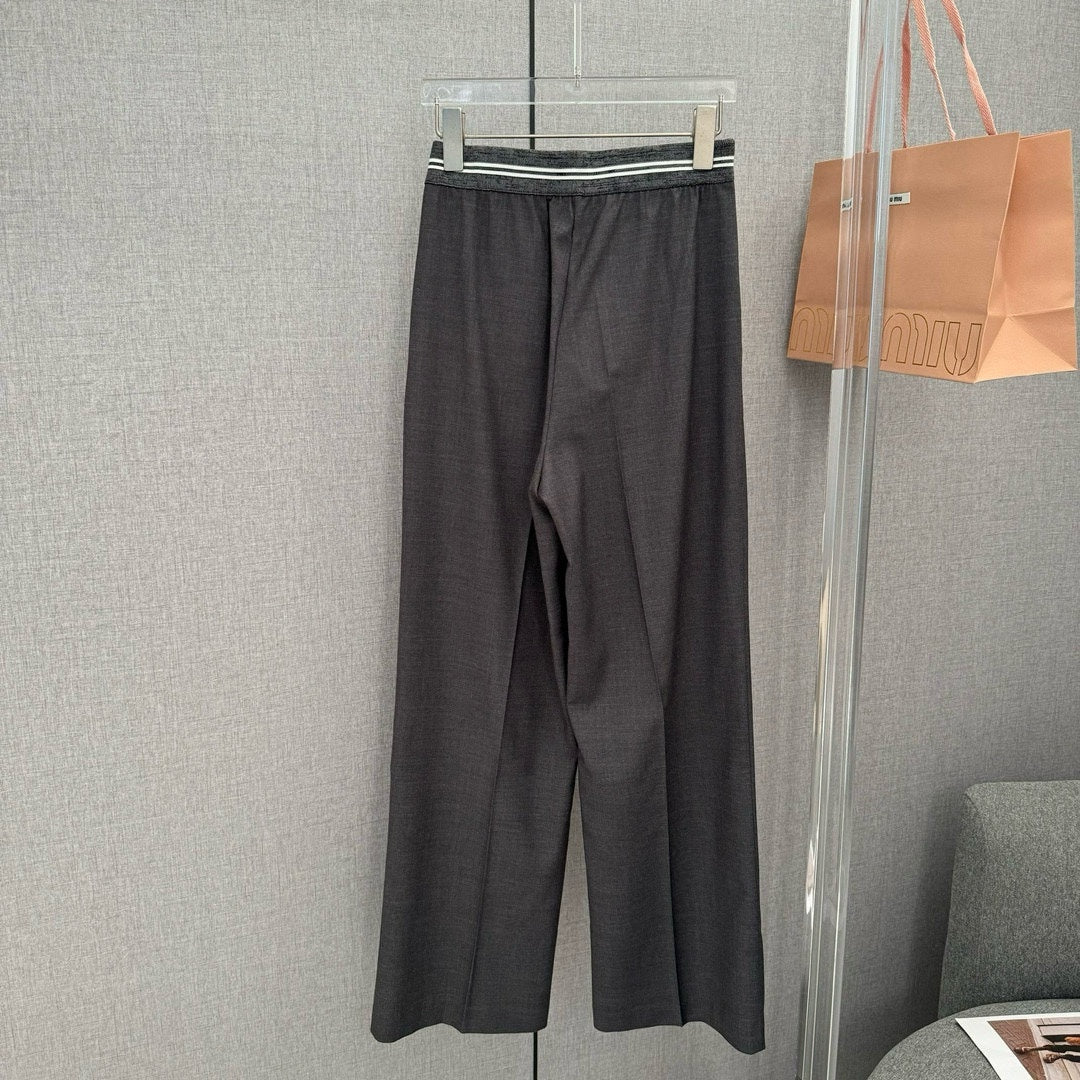 穆Ｍ家-2404 24春夏新品logo腰休閒直筒長褲