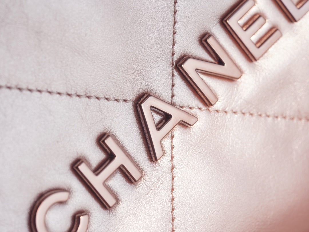 小香家-Chanel 22號手袋 玫瑰金背帶 雙鍊條