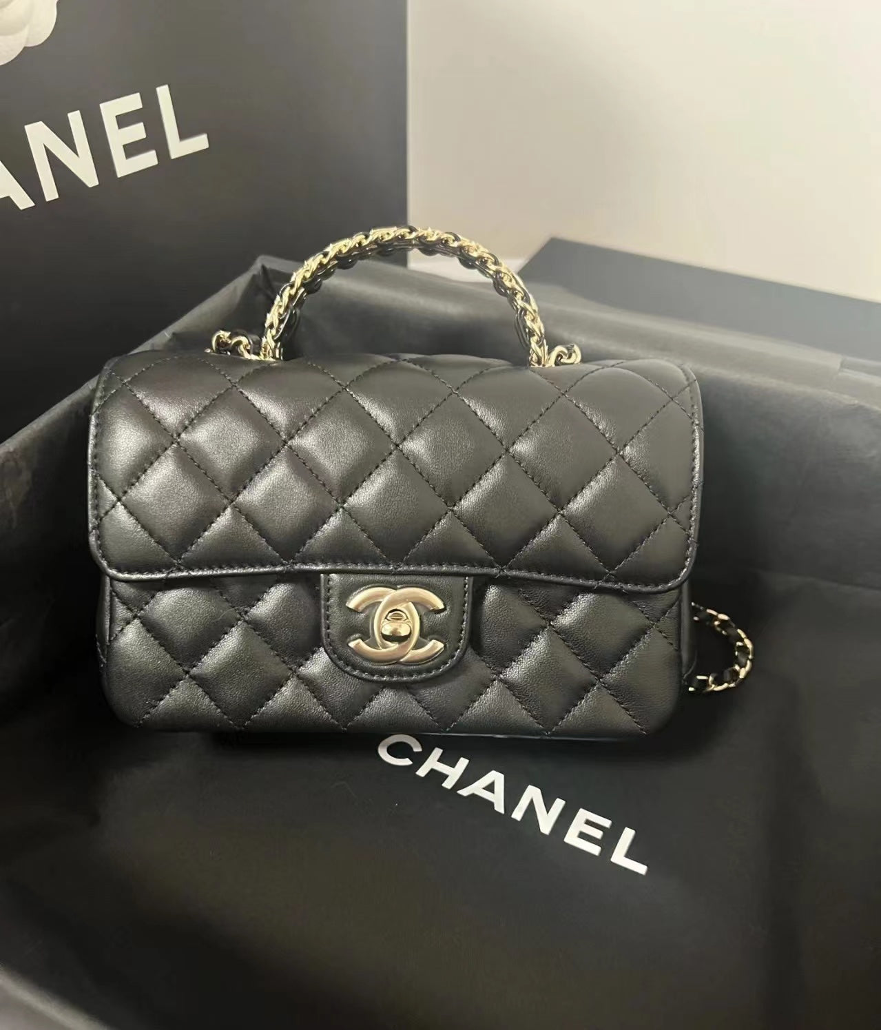 小香家-Chanel 23A CF水鑽手柄 黑色