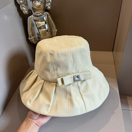 穆m家-遮陽漁夫帽 米白