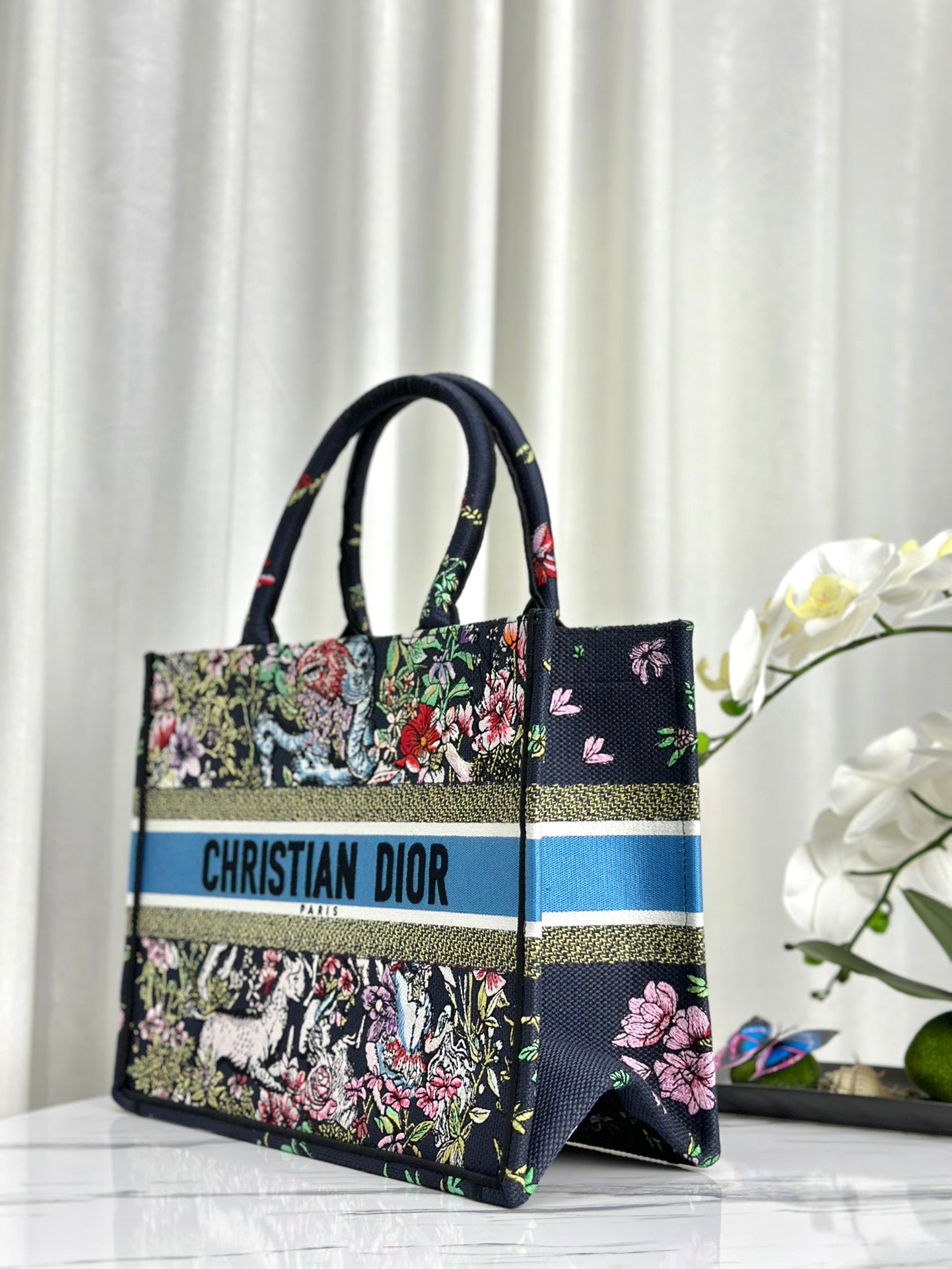 迪D家-Book Tote 黑花刺繡 中號