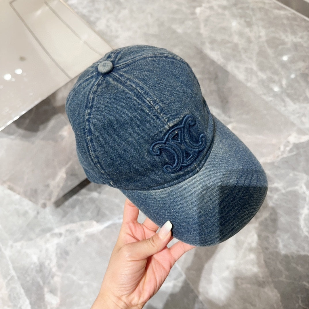 賽C家-新款水洗刺繡Logo棒球帽 丹寧色