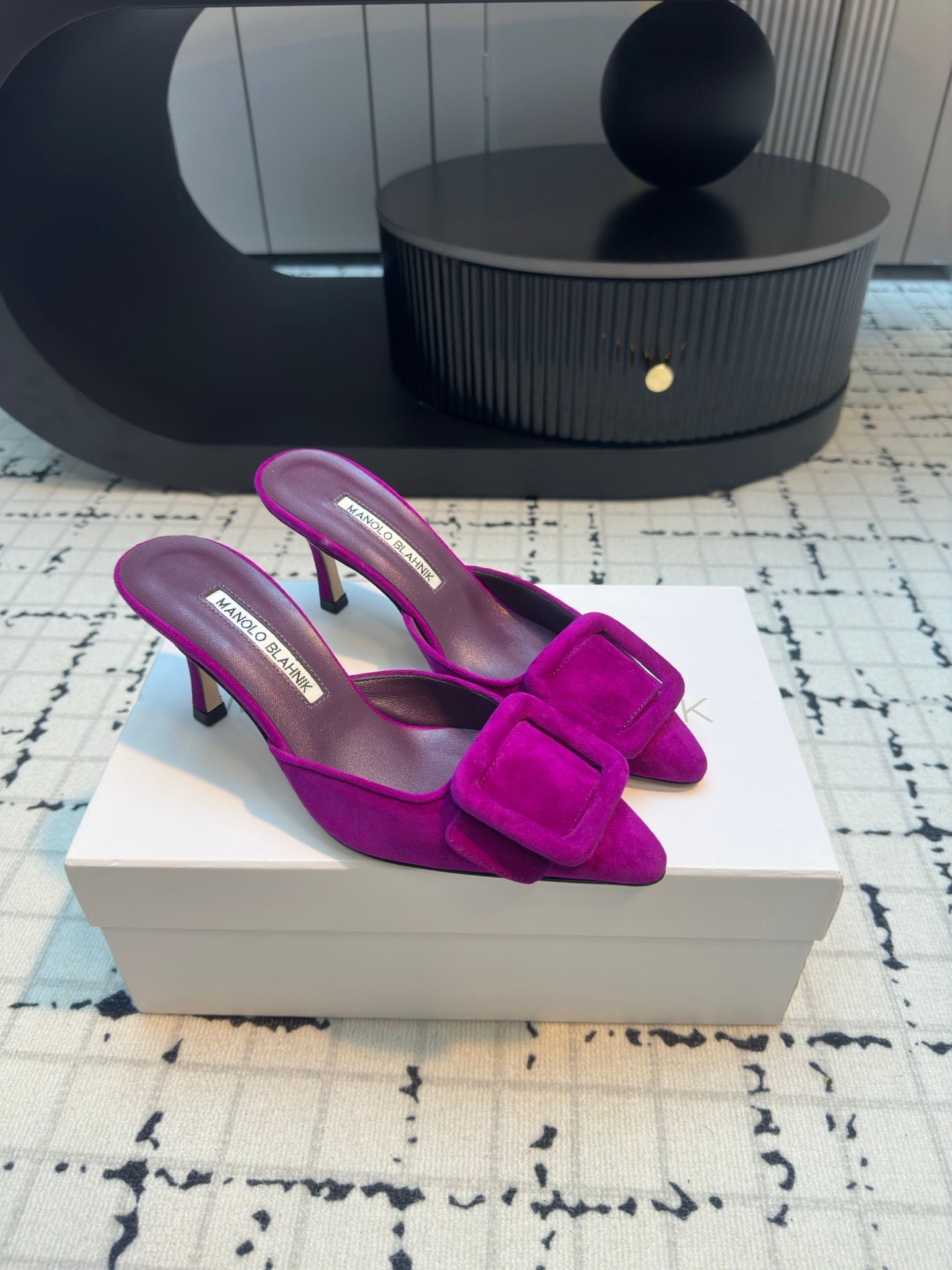 Manolo Blahnik-2024 高跟拖鞋 紫色