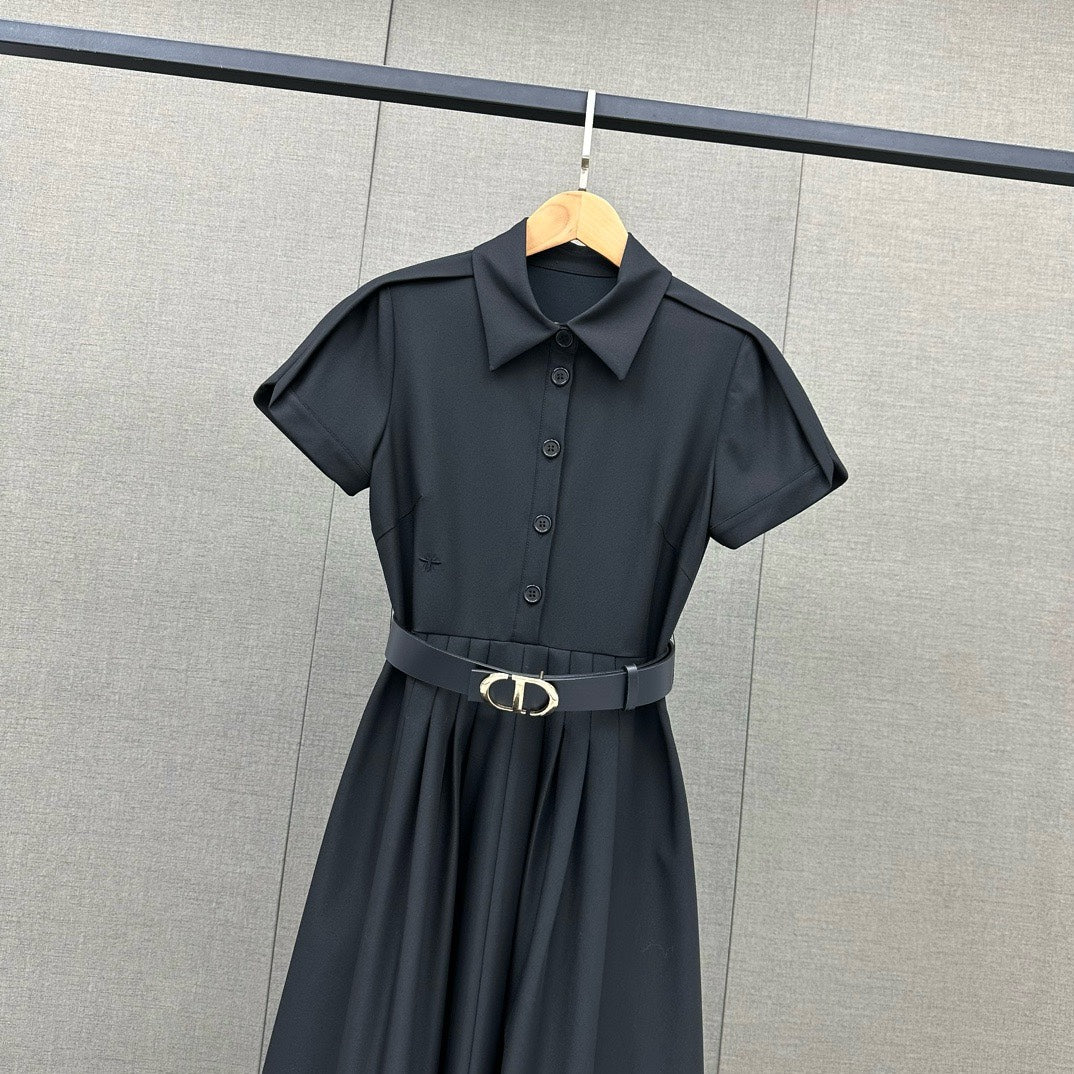 迪D家-2403 24春夏新款蕾絲拼接連身裙 黑色