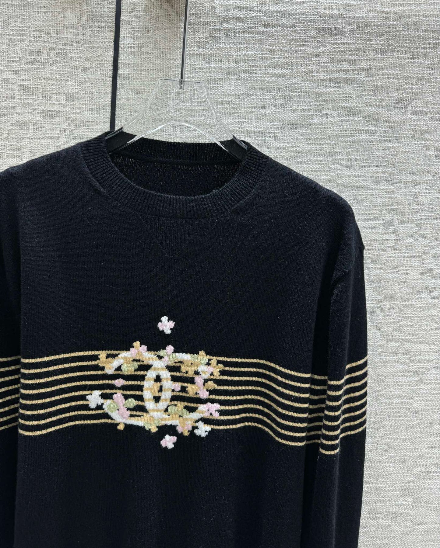 小香家-2403 撞色雙C針織長袖 黑色