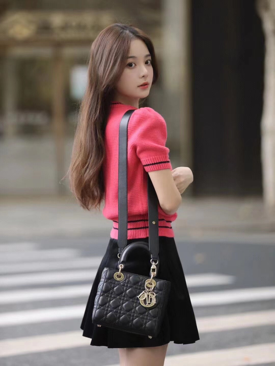 迪D家-Lady dior myABC 羊皮黑色金扣 小號