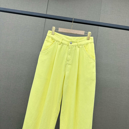 小香家-2403 春夏logo高腰闊腿牛仔褲