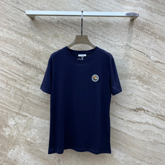 克羅C-2403 24春夏新款章仔刺繡圓領短袖TEE 藍色