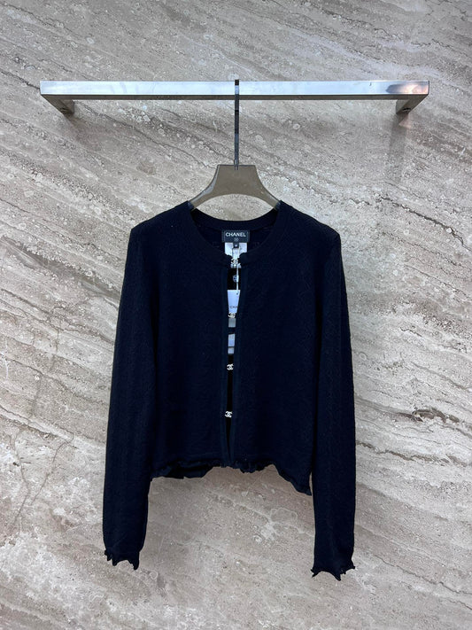 小香家-2403 24早春新款花邊針織開衫 黑色