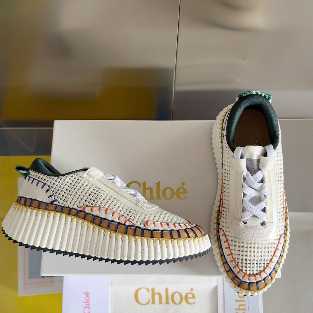 克羅C-Nama sneaker彩虹系列 網面拼色休閒運動鞋 白綠色