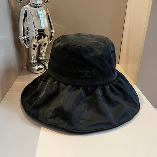 賽C家-新款荷葉邊遮陽帽 黑色