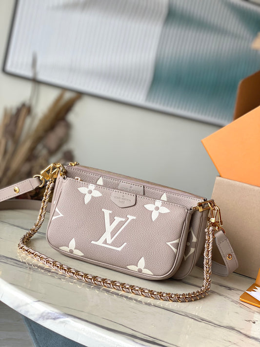 M80399 路L家-Multi Pochette Accessories 手袋 三合一包 杏色