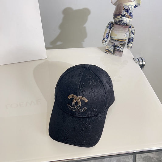 小香家-2024新款簡約花紋棒球帽 黑色