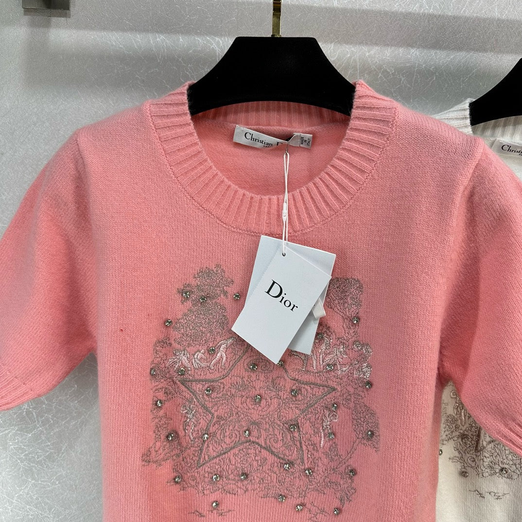迪D家-2403 24早春新款重工刺繡圓領毛衣