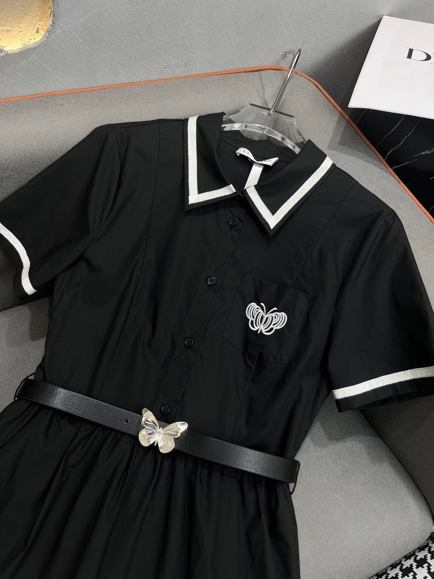 迪D家-2403 24SS夏季新款翻領洋裝 黑色