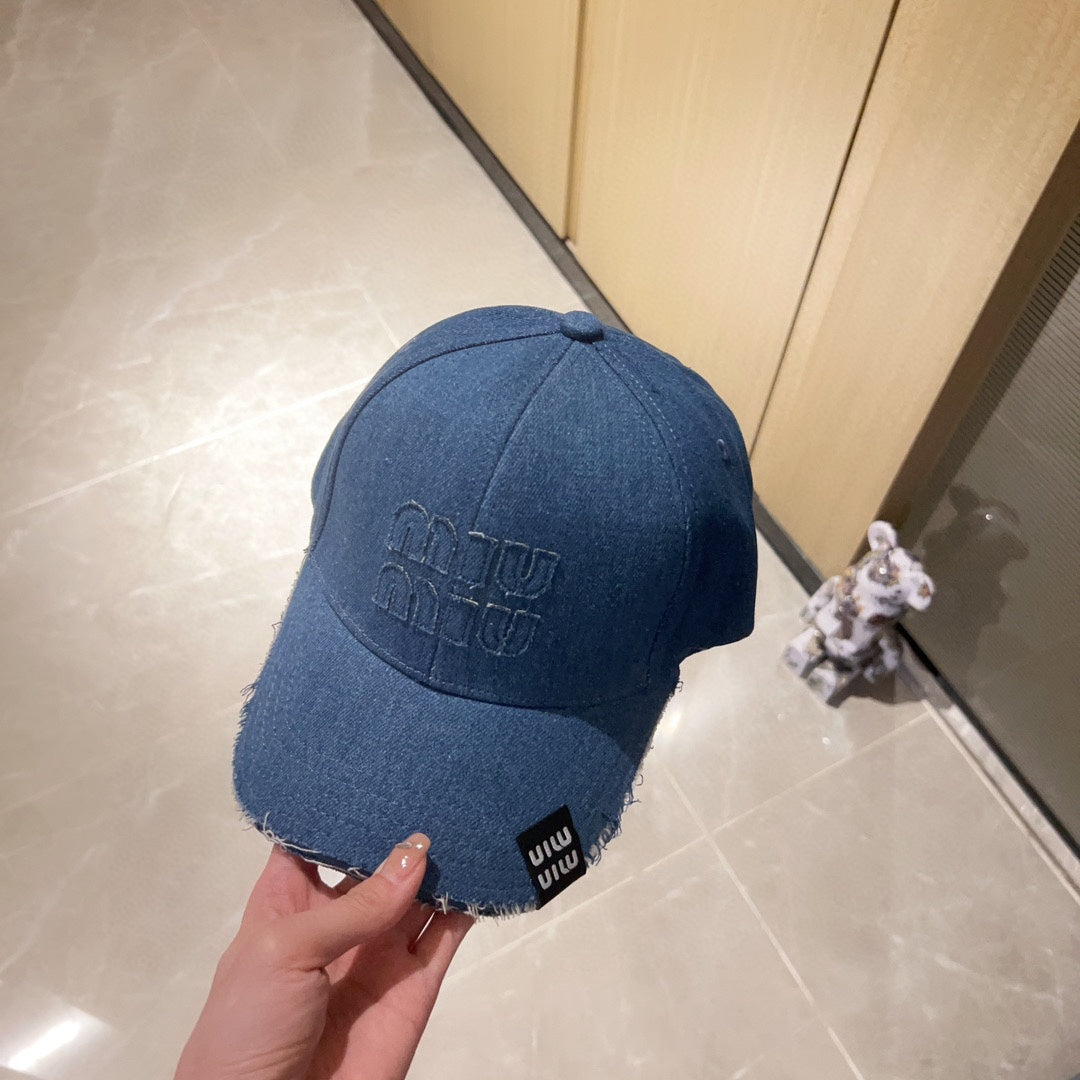 穆M家-2023新款專櫃款毛邊牛仔棒球帽 藍色