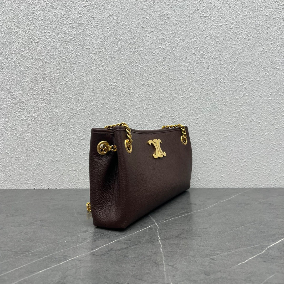 賽c家-新款 newspaper chain bag 雙鍊條腋下包 棕色