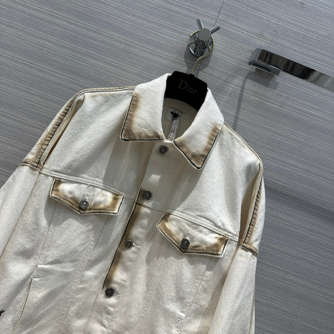 迪D家-2403 24春夏新品燃燒效果紮染漸變洗水工藝牛仔外套